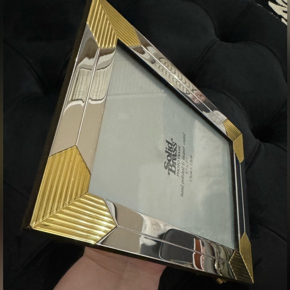 Vintage Solid Brass & Chrome Art Deco Revival Ornate Photo Frame 5x7 EUC 80s 90s - Picture 7 of 11